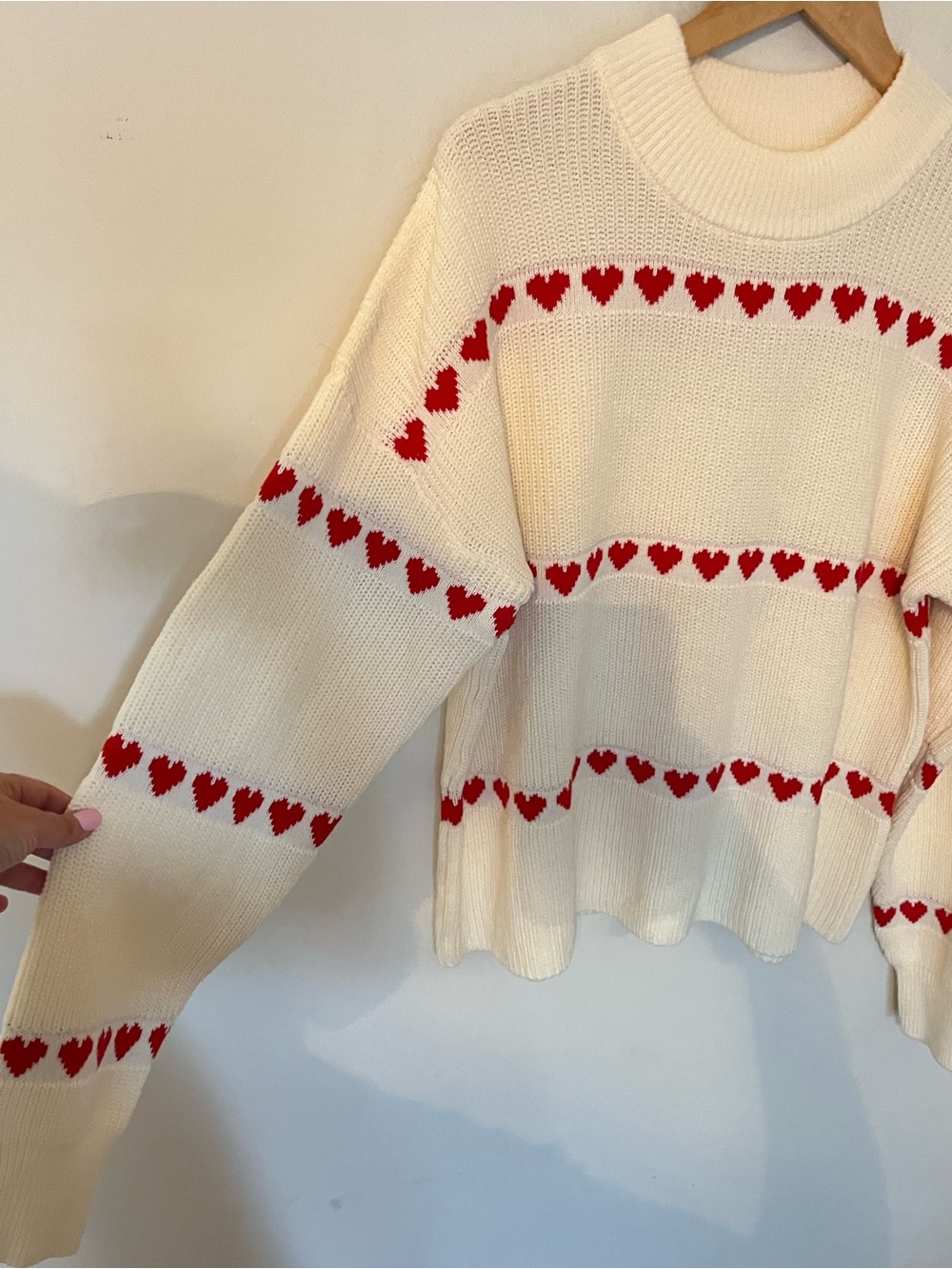 Smash + Tess Heart Print Cream Knit Sweater M/L Coquette - Picture 4 of 11